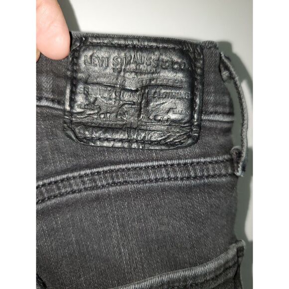 Levi's Premium Mile High Super Skinny Black Jeans Rhinestones Distressed Size 27 - Picture 9 of 13